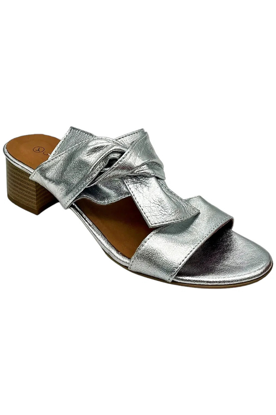 Unity In Diversity Leather Heeled Sandals Bonita Silver - Medium